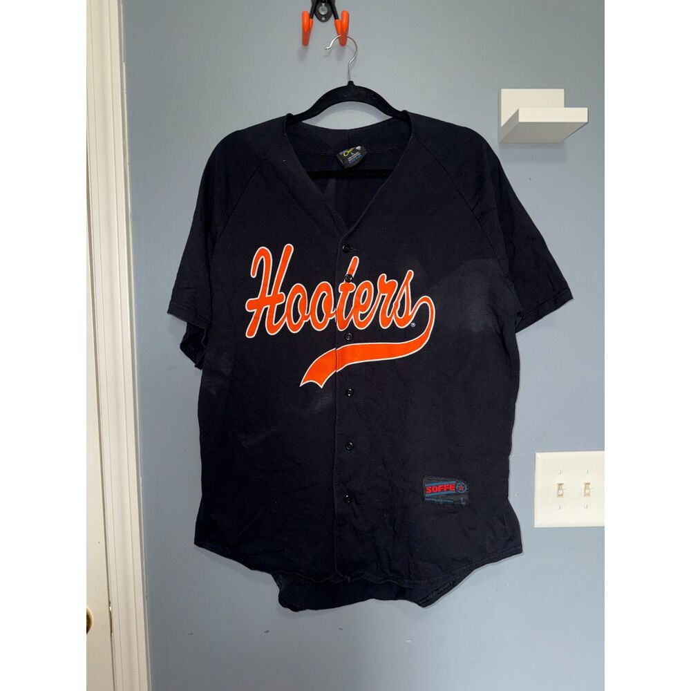 Vintage Hooters Made In USA Soffe Baseball Jersey 100% Cotton | Size Large